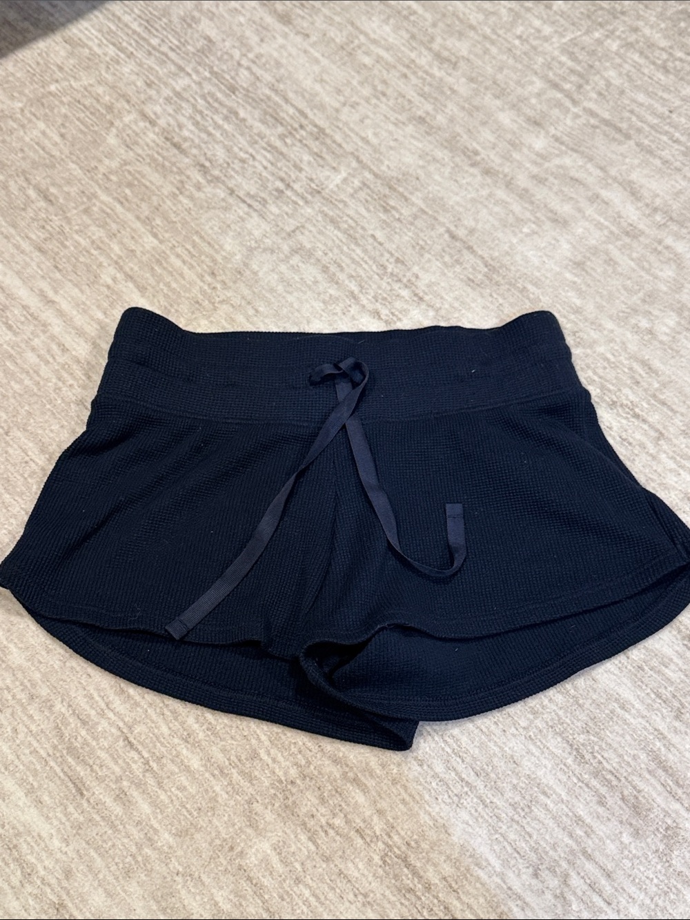 Women’s XXS Navy waffle Knit Shorts with Drawstring